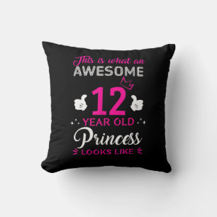 Coussin 12 ans Anniversaire cadeau pour princesse fille