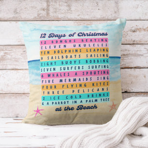 Coussin 12 Jours de Noël à la plage Noël