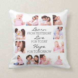 Coussin 12 photos de famille et citation inspirée