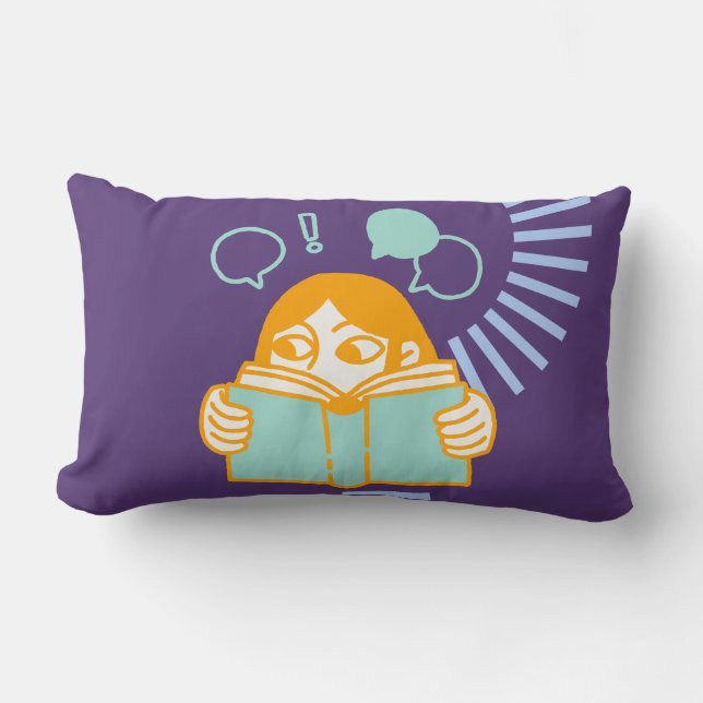 Coussin - 13" x 21" violet avec illustrations (Recto)