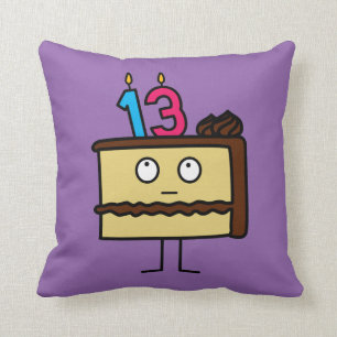 Coussin 13ème Gâteau d'anniversaire avec des bougies