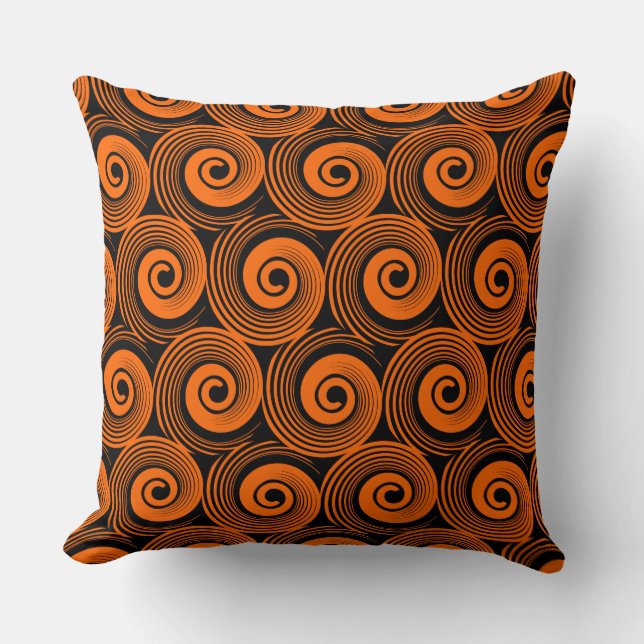 Coussin 140216 Spirales - Orange sur noir (Recto)