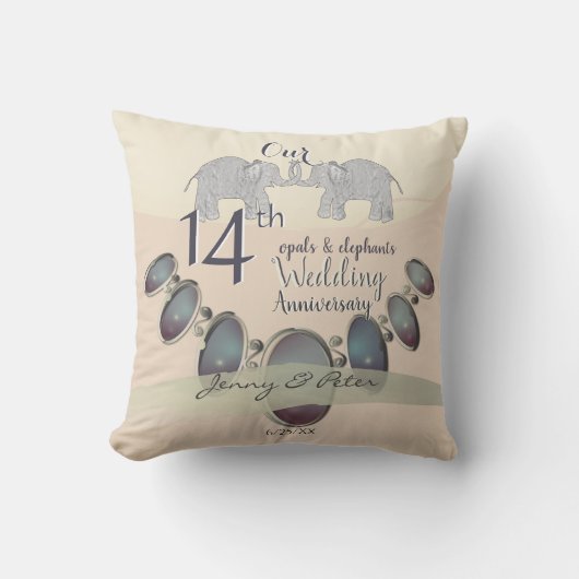 Coussin 14e anniversaire des Opals & Eléphants + Photo (Recto)
