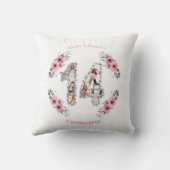 Coussin 14e anniversaire fille rose Fleur photo Collage bl (Verso)
