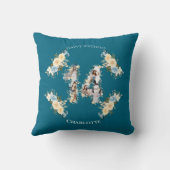 Coussin 14e anniversaire Turquoise photo Collage Fleur Jau (Verso)