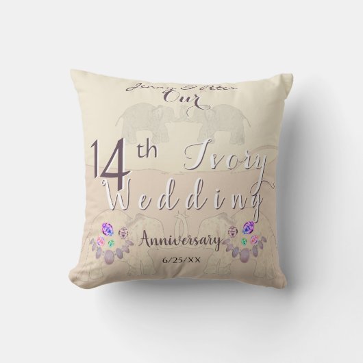 Coussin 14th Wedding Anniversary  (Recto)
