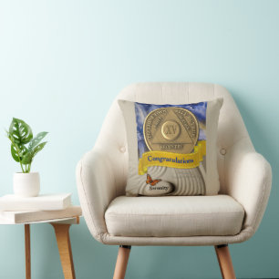 Coussin 15 ans de sobriété personnalisé avec nom et date d