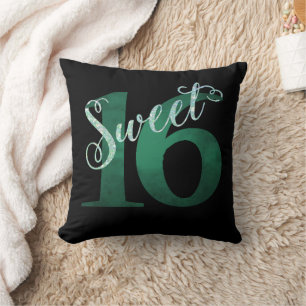 Coussin 16 ans Turquoise Green Grunge et Parties scintil