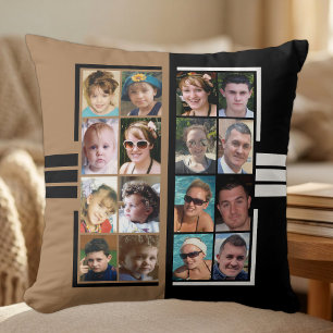Coussin 16 collage photo double face marron noir