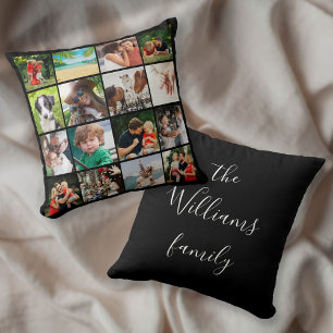 Coussin 16 Collage Photo Nom de Famille