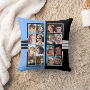 Coussin 16 photo collage double face bleu noir