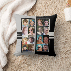 Coussin 16 photo collage double face gris noir