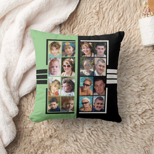 Coussin 16 photo collage double face vert noir (Couverture)