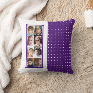 Coussin 16 photo collage pois jeter violet