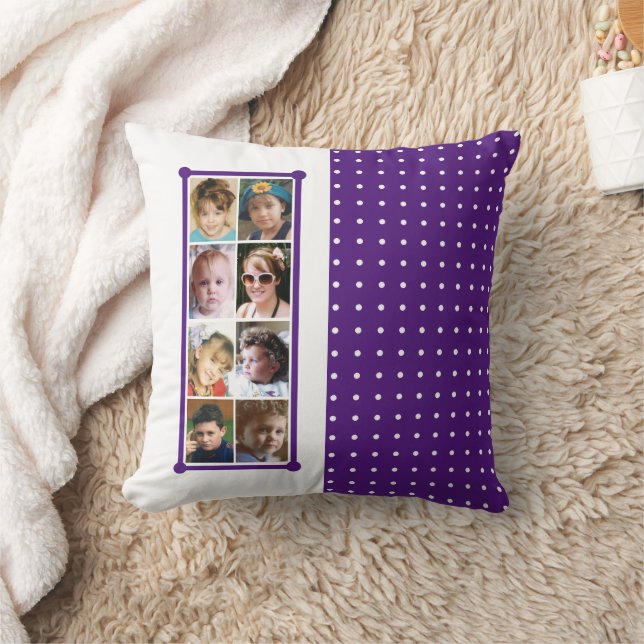 Coussin 16 photo collage pois jeter violet (Couverture)