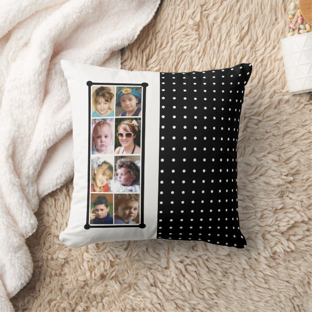 Coussin 16 photo collage pois jetez noir (Couverture)