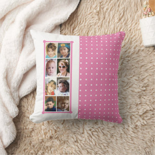 Coussin 16 photo collage pois jetez rose