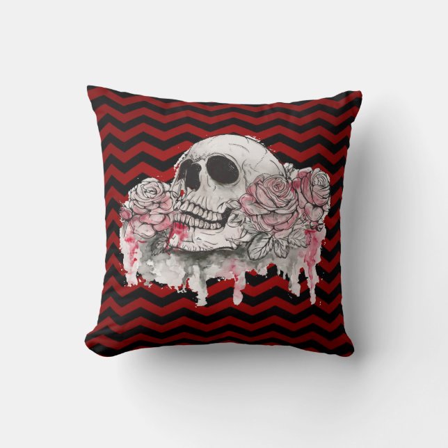 Coussin 16"x16" Jetez le crâne de l'oreiller Rose Gothic C (Recto)