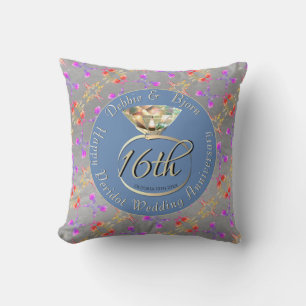 Coussin 16e anniversaire du Mariage Peridot & Sea Lavender