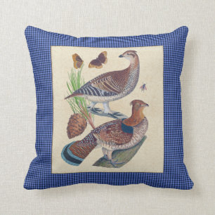 Coussin 16x16 de grouse et d'histoire naturelle de