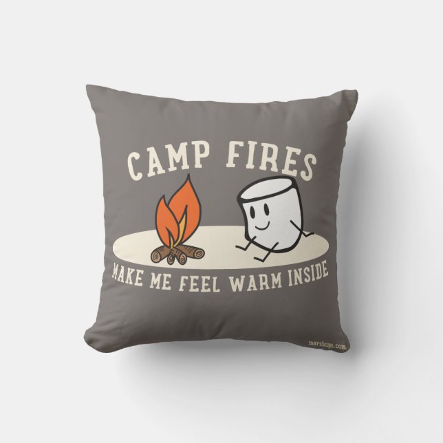 Coussin 16x16 du feu de camp de Marshups " (Recto)