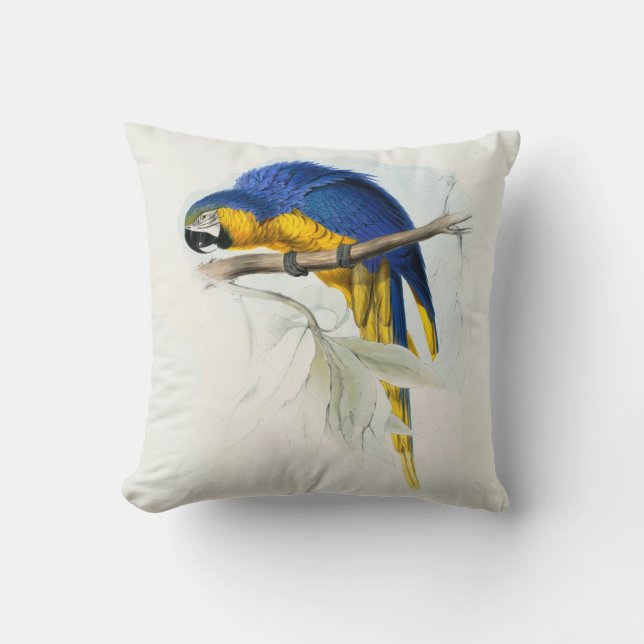 Coussin #17-Blue et maccaw jaune (Recto)