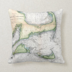 Coussin 1857 Carte Cape Cod, Nantucket, Martha's Vineyard