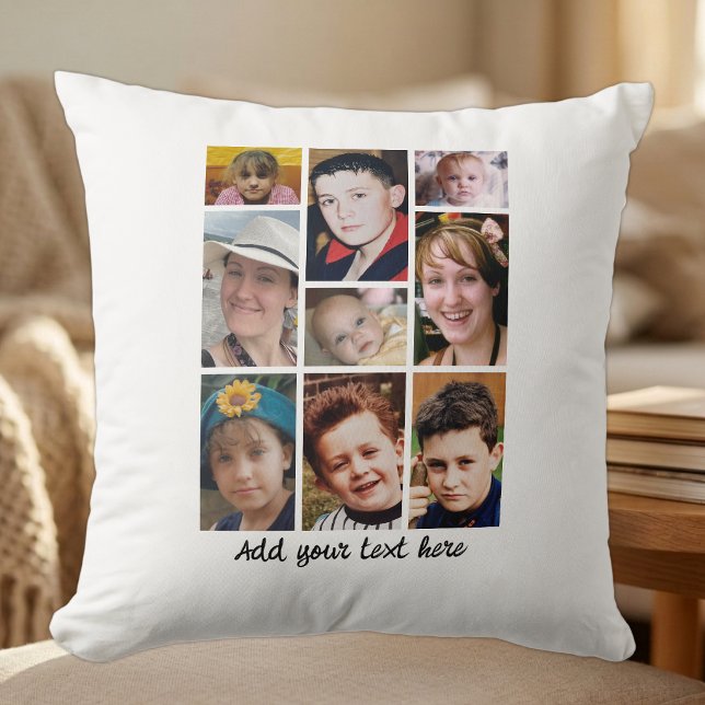 Coussin 18 collage photo ajouter texte blanc (Créateur téléchargé)