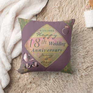 Coussin 18e anniversaire Mariage de la porcelaine Fourre-t