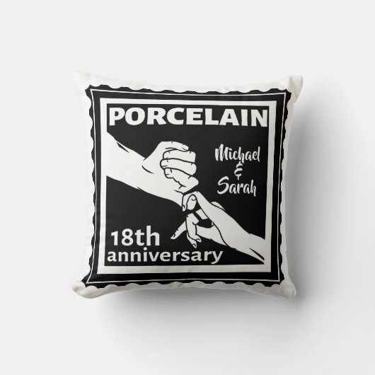 Coussin 18e anniversaire mariage porcelaine traditionnelle (Recto)