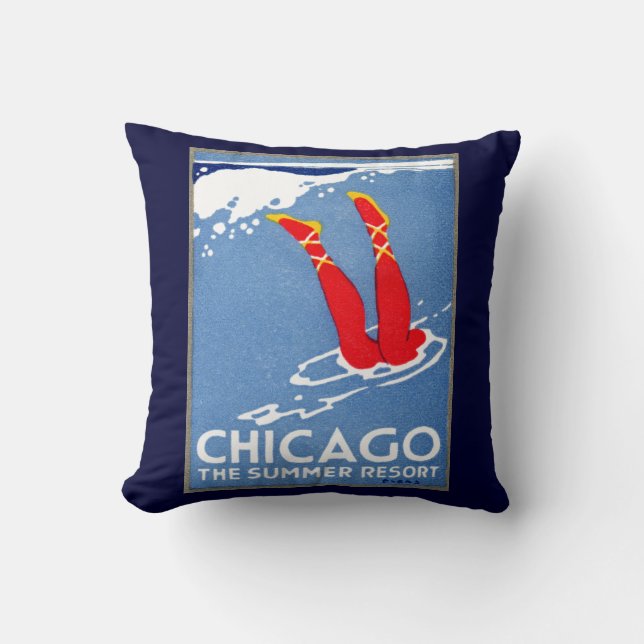 Coussin 1912 Chicago, La Station d'été (Recto)