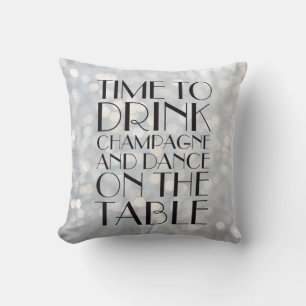 Coussin 1920's Time to Drink Champagne Silver