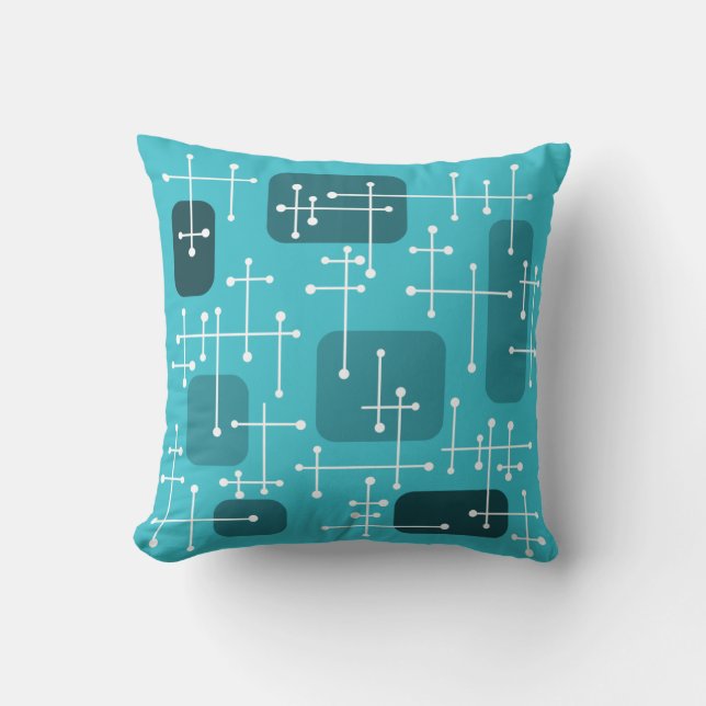 Coussin 1950 Eames Era Art Crosshairs Turquoise (Recto)