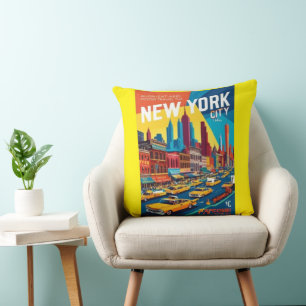 Coussin 1960 New York Poster de voyage