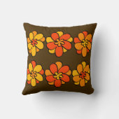 Coussin 1960s 1970s Style Motif de fleurs (Verso)