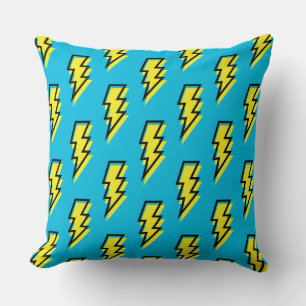 Coussin 1980/1990 Neon Blue Yellow Lightning Motif