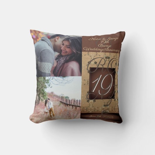 Coussin 19e anniversaire du Mariage bronze foncé   (Recto)