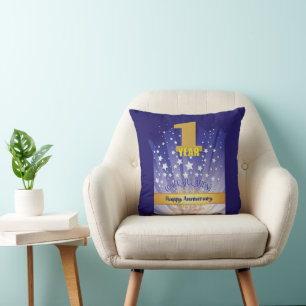 Coussin 1 an NOM PERSONNALISÉ 12 étape Anniversaire Numéro