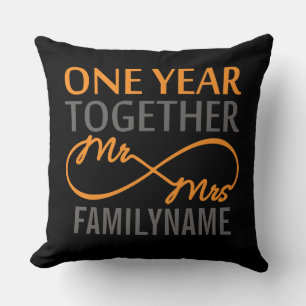 Coussin 1er anniversaire M. & Mme Infinity Personnalisée