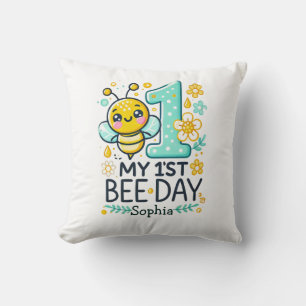 Coussin 1er jour d'abeille personnalisé