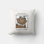 Coussin 1er Noël de bébé sur mesure teint foncé visage (Recto)