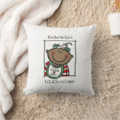 Coussin 1er Noël de bébé sur mesure teint foncé visage (Couverture)