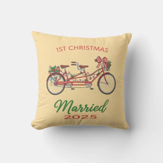 Coussin 1er Noël de Mariage 2025 | Jeune couple marié (Recto)