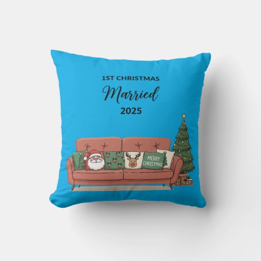 Coussin 1er Noël de Mariage 2025 | Nouveau Canapé Cozy Mig (Recto)