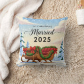 Coussin 1er Noël de Mariage 2025 | Nouveau Traîneau enneig (Couverture)