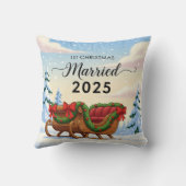 Coussin 1er Noël de Mariage 2025 | Nouveau Traîneau enneig (Verso)
