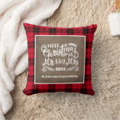 Coussin 1er Noël M. Mme Photo Toile de jute Plaid Buffalo (Couverture)