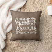 Coussin 1er Noël M. Mme Rustic Country Burlap (Couverture)