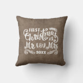 Coussin 1er Noël M. Mme Rustic Country Burlap (Verso)