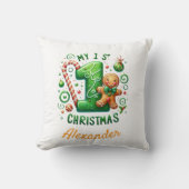 Coussin 1ère photo de Noël Candy Cane Gingerbread (Recto)